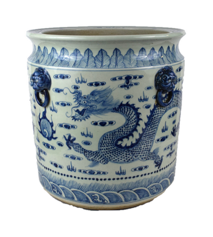 large chinese planter pot Fab XL Chinoiserie Planter Pot with Classic Dragon Motif – Affordably Chic Art