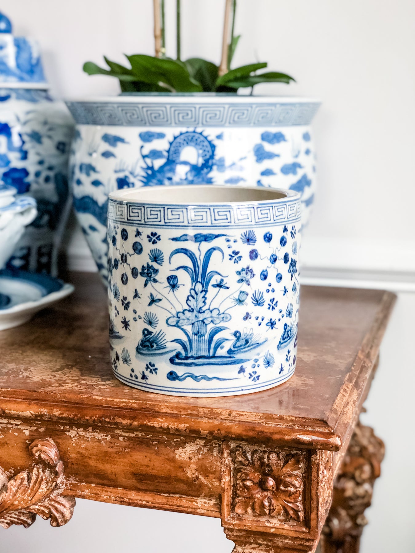 chinoiserie pot planter Chinoiserie Pond Scene Orchid Planter Pot – Affordably Chic Art